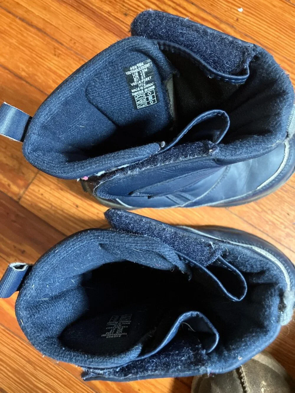 Kids Navy Insulated Snow Boots Youth US 13M Hook & Loop Winter Boots